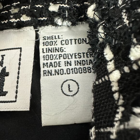 Keren Hart Womens Tweed Button-Up Jacket - Black & White - Size L - Picture 4 of 5